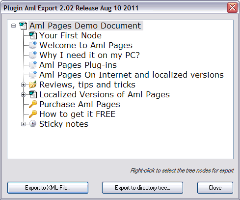 Экспорт дерева документа Aml Pages в дерево папок и файлов