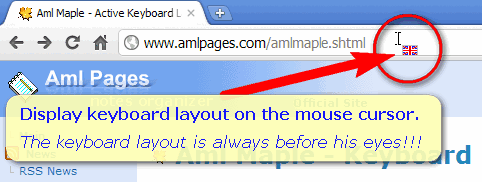 Mouse pointer with layout keyboard indicator