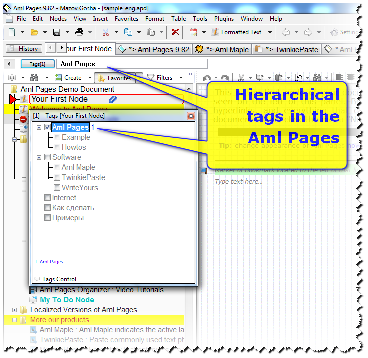 Aml Pages : Hierarchical tags